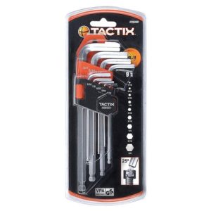 Tactix imbuszkulcs készlet 9-részes 1.5-10mm, hosszú, gömbvégű